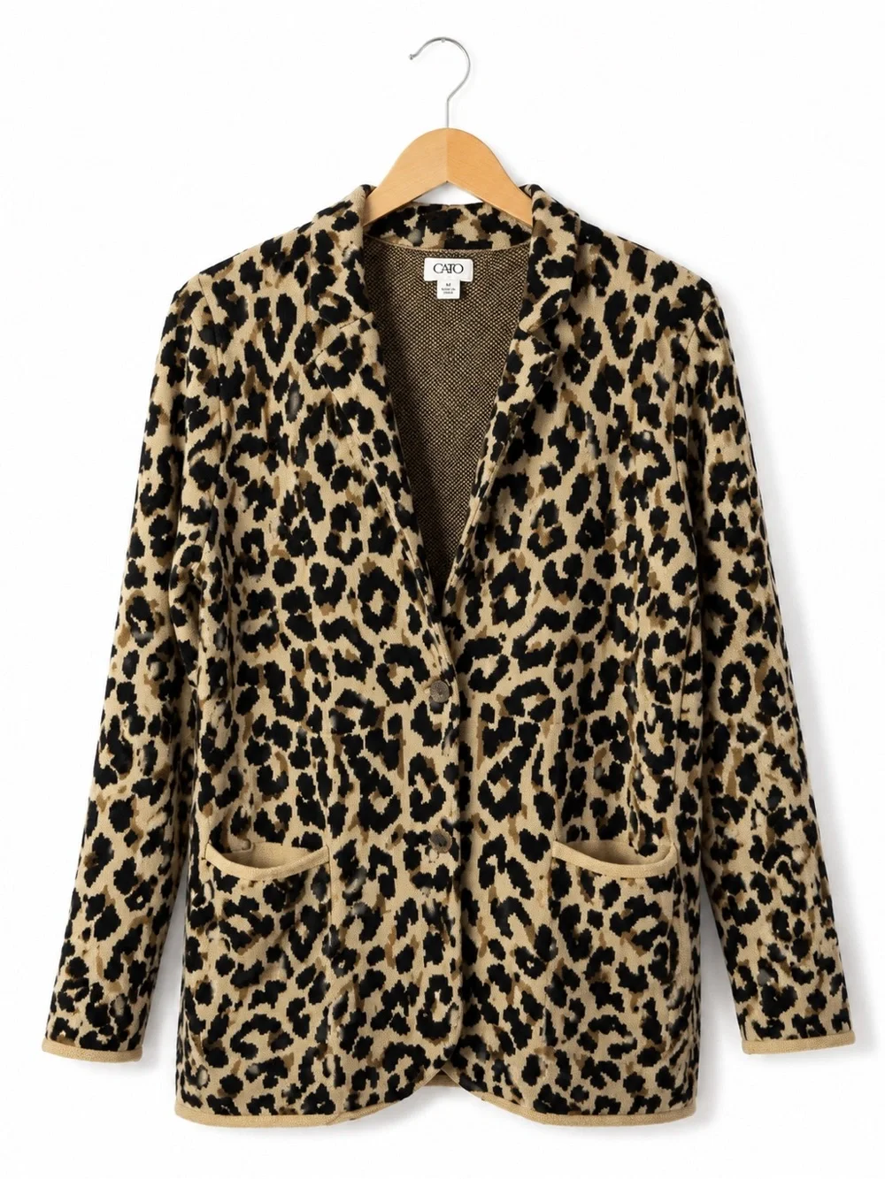 J.Crew Leopard Print Cardigan Blazer Sweater Jacket Tan Black Medium Casual Chic